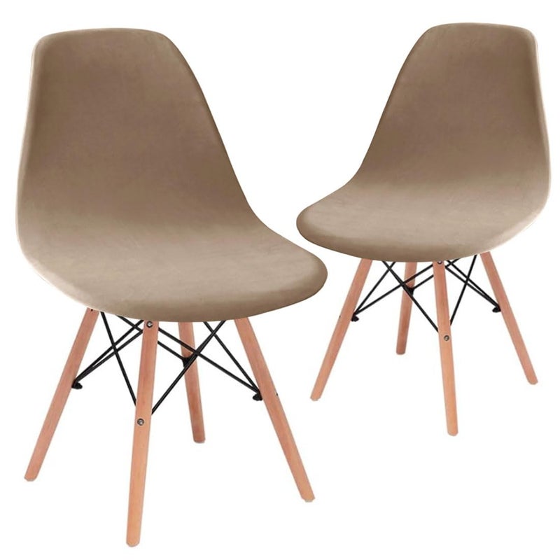 Bifaunvogel Shell Chair Covers Velvet Mid Century Modern Dining Chair Covers Stertch Dining Room Shell Side Chair Slipcovers Lounge Armless Chairs Covers for Kitchen Dining Room Set of 2 Camel