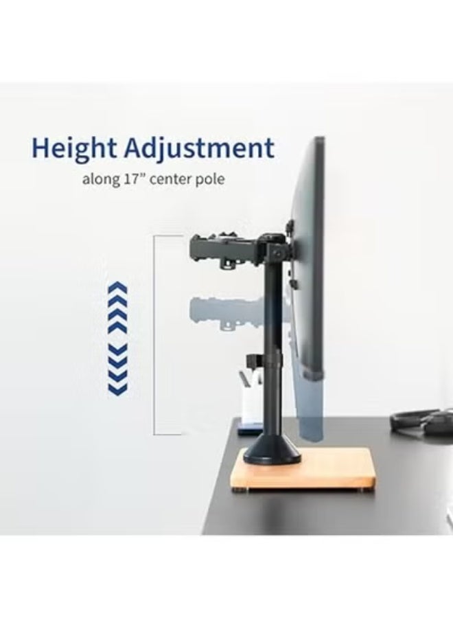 حامل شاشتين ثابت مستقل – قاعدة خشبية قوية وأذرع قابلة للتعديل – يناسب شاشتين حتى 32 بوصة – يتحمل حتى 10 كجم لكل شاشة – تصميم أنيق باللون الأسود - Image 5