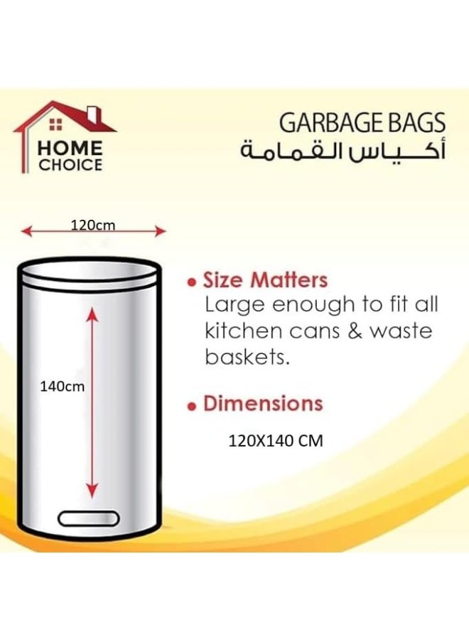 HOME CHOICE 79 جالون، عبوة من 10 قطع، حجم 120x140 سم، أكياس قمامة، أكياس قمامة ثقيلة قابلة للتحلل، بطانات سلة المهملات - Image 2