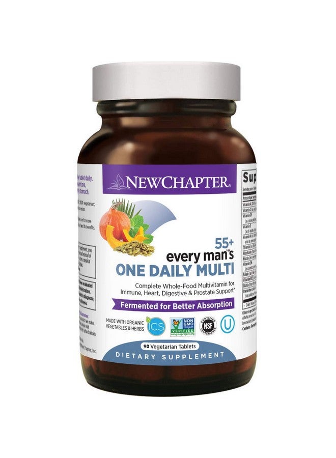 New Chapter Multivitamin for Men 50 Plus - Every Man's One Daily 55+ with Fermented Probiotics + Whole Foods + Astaxanthin + Organic Non-GMO Ingredients - 90 ct - Image 1