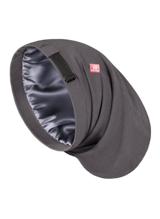 Fittia Large Satin Bonnet for Men Sleeping Loc Cap Dreadlocks for Curly Braids Wave Silky for Frizzy Hair Smooth Adjustable No Slip Grey - Image 1