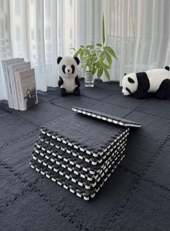 Spliced Velvet Floor Mat Suede Carpet Puzzle Foam Pad Protecting Floor Tiles Fitness Floor Mats Children's Room Household Floor Mats Bedroom Covered Black - Image 1