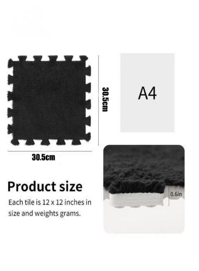 Spliced Velvet Floor Mat Suede Carpet Puzzle Foam Pad Protecting Floor Tiles Fitness Floor Mats Children's Room Household Floor Mats Bedroom Covered Black - Image 2