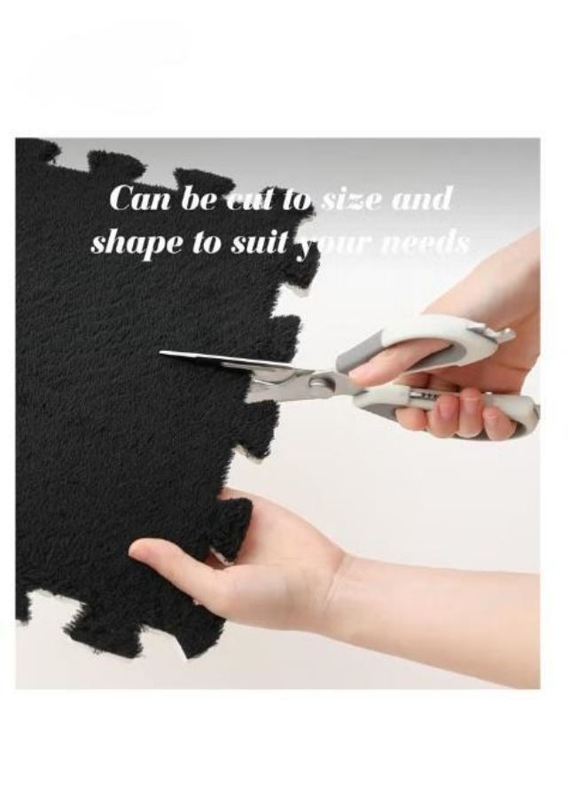 Spliced Velvet Floor Mat Suede Carpet Puzzle Foam Pad Protecting Floor Tiles Fitness Floor Mats Children's Room Household Floor Mats Bedroom Covered Black - Image 3