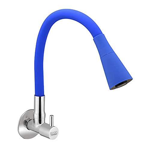 SPAZIO Solo Flexo SmartBuy Flexible Sink Faucet Flxo Play with 360 Degree Flexible Silicon Hose Dual Flow Pattern HotCold Water Tap with Wall Flange Blue - Image 1