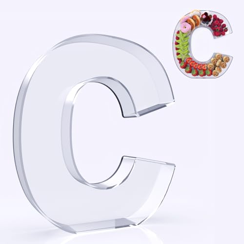 RUFHVTY 11 Acrylic Letter Charcuterie Box Reusable Fillable Alphabet Number Shaped Form Tray for Birthday Anniversaries Party Decorative Serving Plates Display Candy Cake C - Image 1