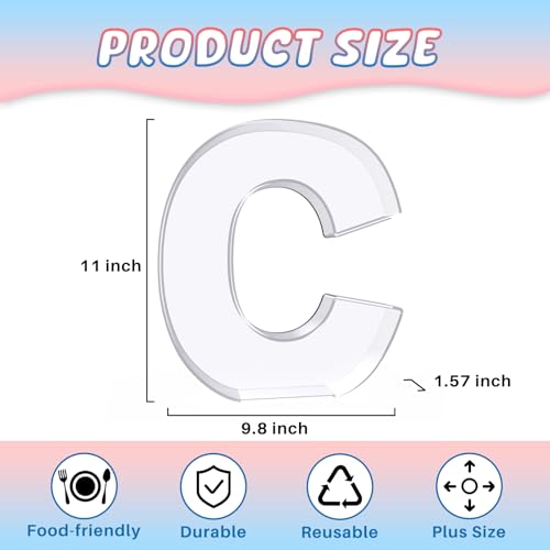 RUFHVTY 11 Acrylic Letter Charcuterie Box Reusable Fillable Alphabet Number Shaped Form Tray for Birthday Anniversaries Party Decorative Serving Plates Display Candy Cake C - Image 3