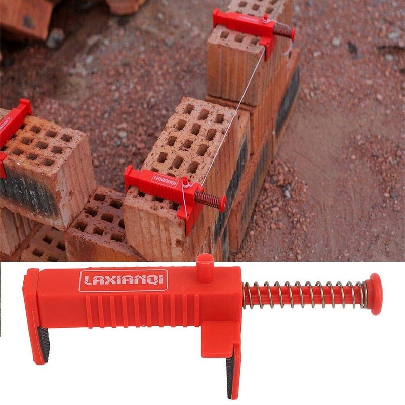 Hyuduo أداة سحب خط الطوب مع مشابك مستوى قياس سلك 2 قطعة لتثبيت البناء (سلك طوب أحمر) - Image 5