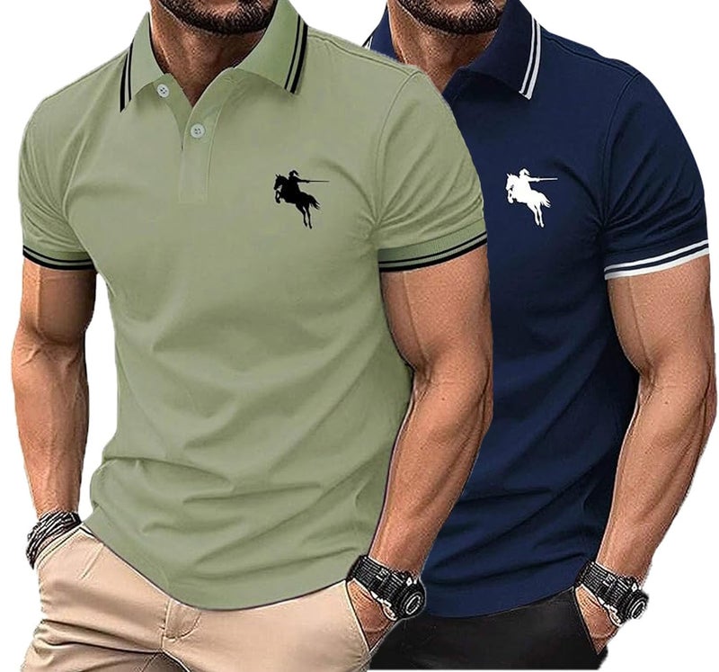Lymio Polo T Shirt for Men || Men Casual T-Shirt || Polo Available in Combo Pack of 2 (Polo-19-20-Blue-Grey-3XL) - Image 1