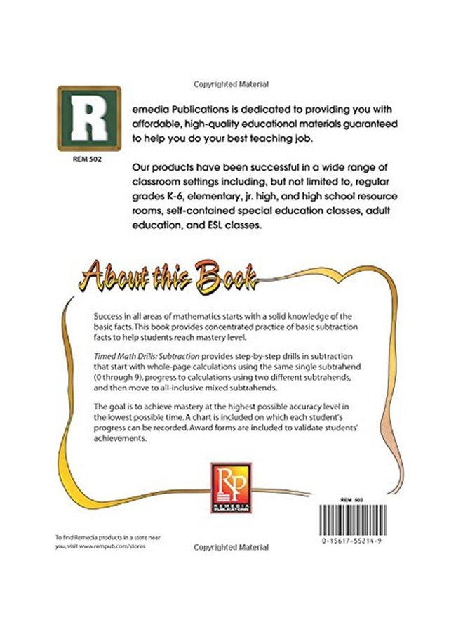 REMEDIA PUBLICATIONS Timed Math Drills: Subtraction | Reproducible Activity Book - Image 2