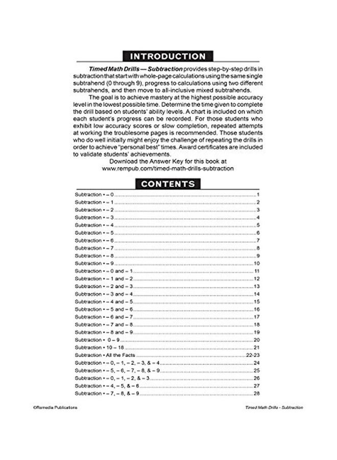 REMEDIA PUBLICATIONS Timed Math Drills: Subtraction | Reproducible Activity Book - Image 3