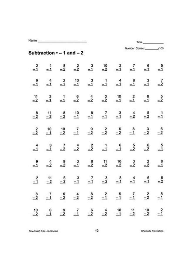 REMEDIA PUBLICATIONS Timed Math Drills: Subtraction | Reproducible Activity Book - Image 5
