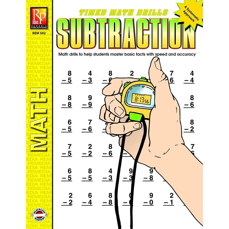 REMEDIA PUBLICATIONS Timed Math Drills: Subtraction | Reproducible Activity Book - Image 1