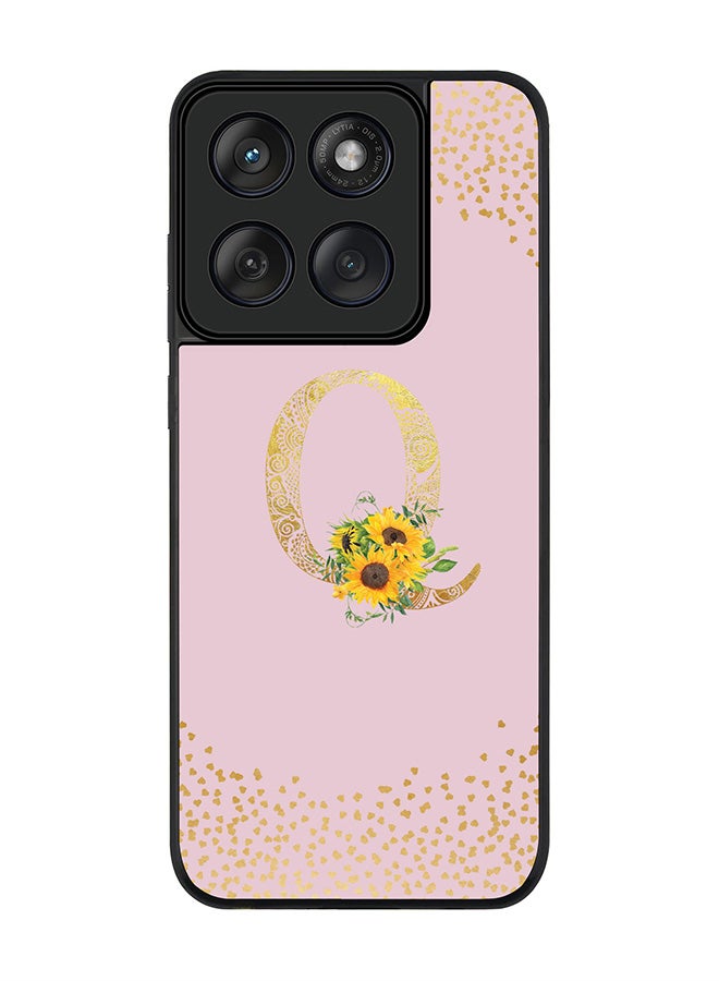 Stylizedd For Motorola MOTO Edge 60 Fusion/ Edge 60 Case,Slim fit Camera Protection, Shockproof Thin Phone cover  - Custom Floral Monogram - Q  (Pink ) - Image 1