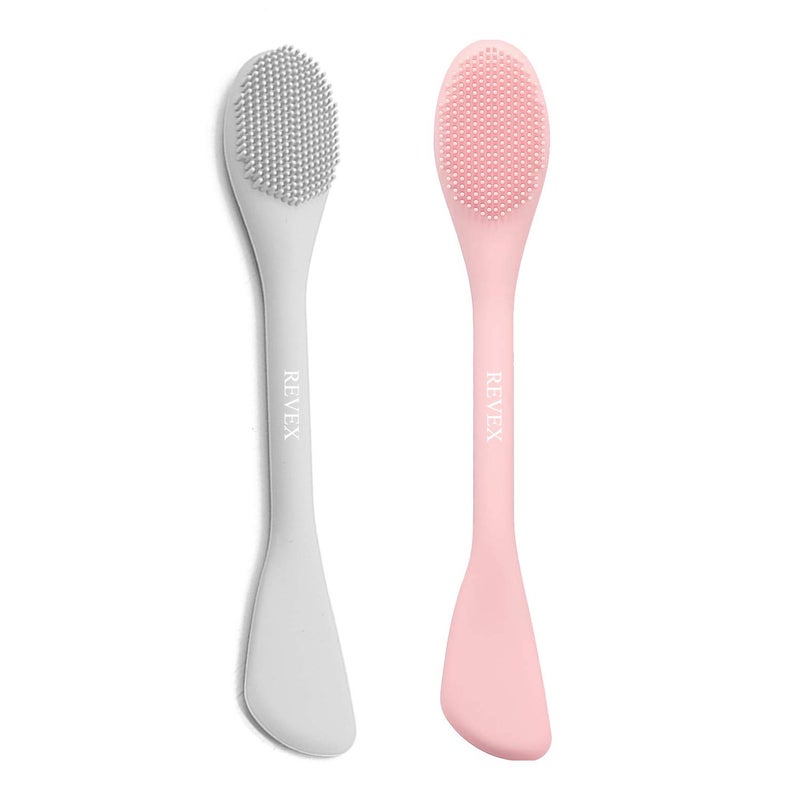 REVEX Silicone Face Mask Applicator,Face Scrubber,Exfoliating Pore Scrubber,Pore Cleaning Brush,2Pcs Mask Applicator Tool for Facial Mud,Face Brush for Women Men.(Pink+Gray) - Image 1
