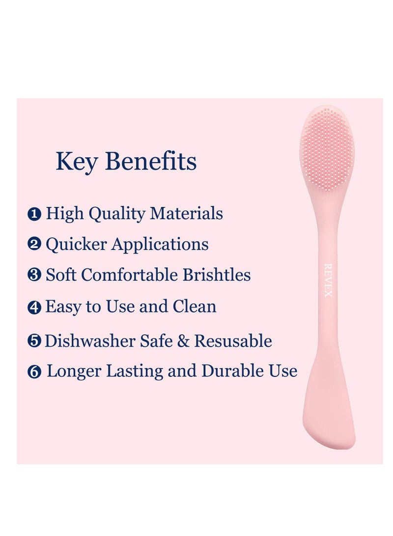 REVEX REVEX Silicone Face Mask Applicator,Face Scrubber,2Pcs Mask Applicator Tool for Facial Mud,Facial Cleansing Brushes with Bristles for Makeup Skincare Removal.(Pink+Gray) - Image 2