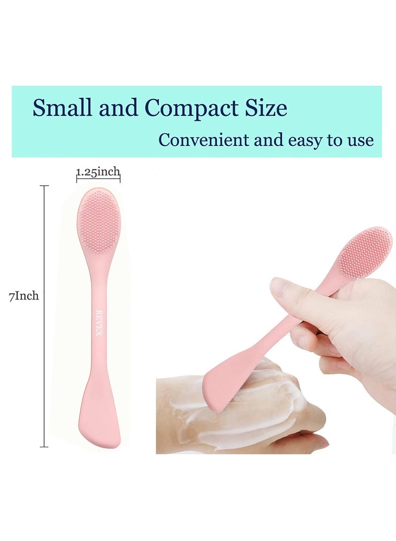 REVEX REVEX Silicone Face Mask Applicator,Face Scrubber,2Pcs Mask Applicator Tool for Facial Mud,Facial Cleansing Brushes with Bristles for Makeup Skincare Removal.(Pink+Gray) - Image 4