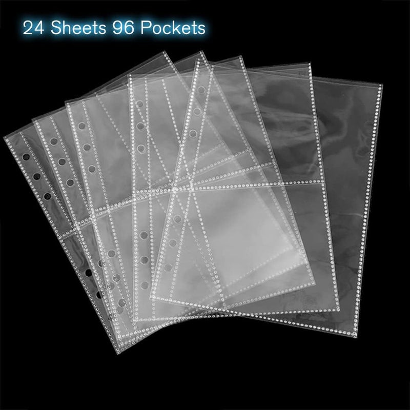 LingLingo Clear Double-Sided Refill Inner Pages for Transparent Jewelry Storage Book 6 Ring Binder, 24 Sheets 96 Pockets - Image 3