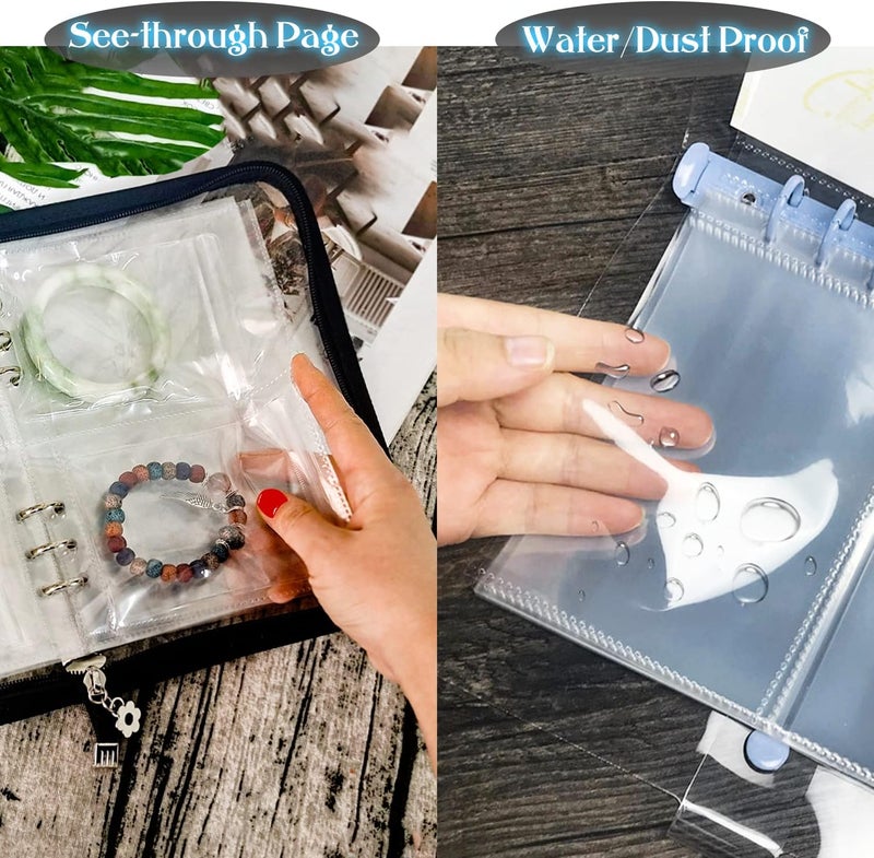 LingLingo Clear Double-Sided Refill Inner Pages for Transparent Jewelry Storage Book 6 Ring Binder, 24 Sheets 96 Pockets - Image 5