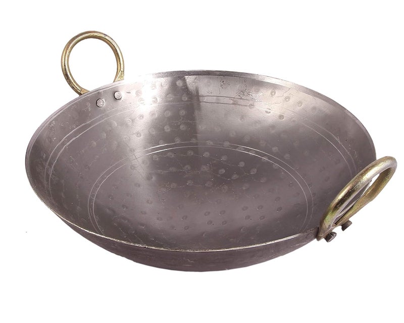 KITCHEN SHOPEE Traditional Matthar Iron deep Kadai Frying Pan for Cooking Iron Kadhai Heavy Base Iron Kadhai Handmade Induction Friendly 11 Inch 28 cm 25 Liters Silver Color - Image 2
