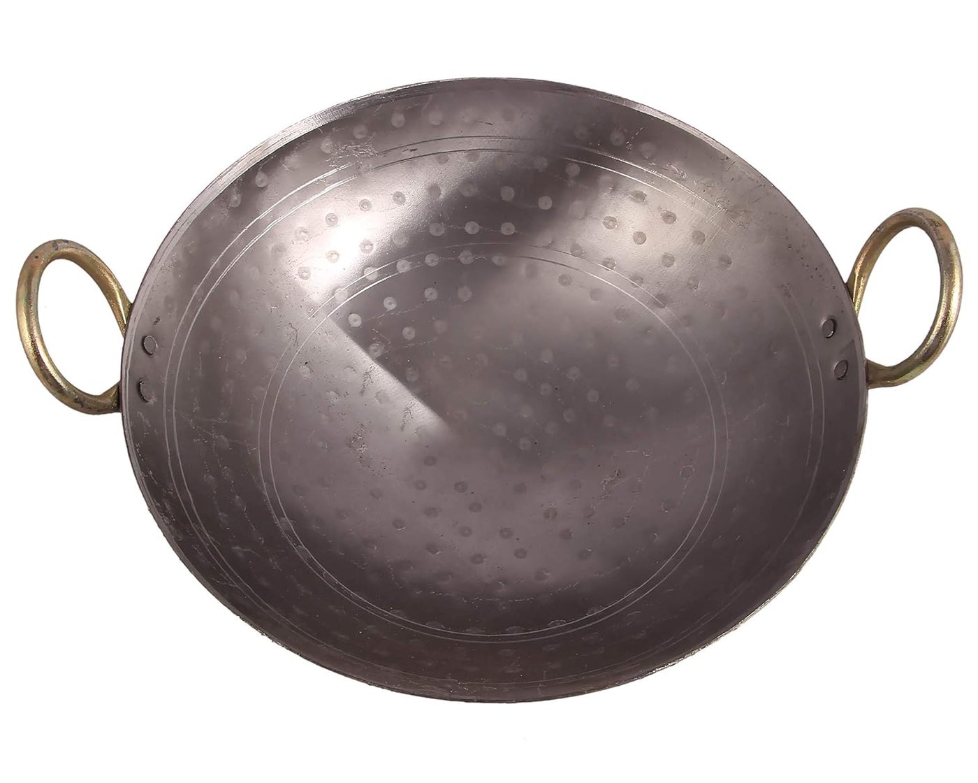 KITCHEN SHOPEE Traditional Matthar Iron deep Kadai Frying Pan for Cooking Iron Kadhai Heavy Base Iron Kadhai Handmade Induction Friendly 11 Inch 28 cm 25 Liters Silver Color
