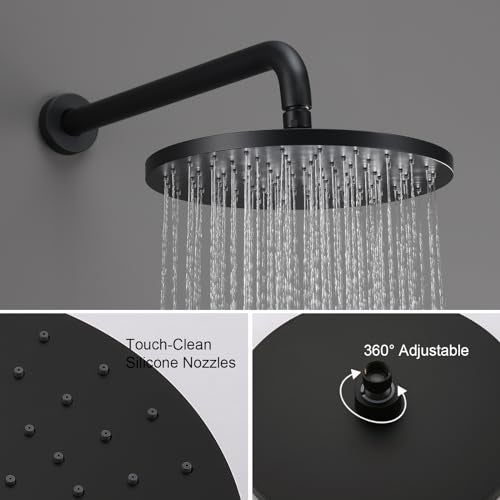 Iriber Shower System Wall Mounted Shower Faucet Mixer Set with Luxury High Pressure Shower head and 3-Setting Handheld, Bathroom Shower Trim Kit Contain Pressure Balance Valve, Matte black - Image 3