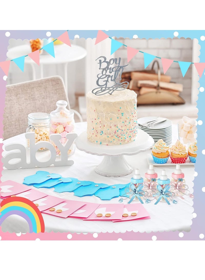 SYOSI Baby Shower Bottles 48 Pcs Baby Shower Mini Milk Bottle Baby Bottles Mini Baby Bottles for Baby Shower Plastic Bear Candy Box Bottles with Ribbon for Baby Shower Favor Gift Decor Blue Pink  - Image 3