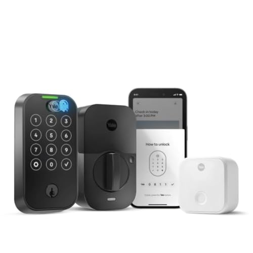 Yale قفل Yale Assure Lock 2 بتقنية اللمس، قفل باب ذكي مزود بمفتاح أسود مخملي مع لوحة مفاتيح تعمل باللمس متصلة بالواي فاي وجهاز مسح بصمات الأصابع لمضيفي تأجير العطلات، YRD420-F-CB1-BSP - Image 1