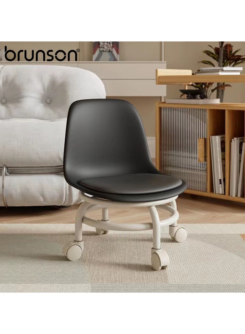 brunson Low Roller Seat Low Stool with 360° Rotating Wheel Pulley Low Stool Backrest with Wheels Household Small Chair Wheel Stool Chair - Image 3