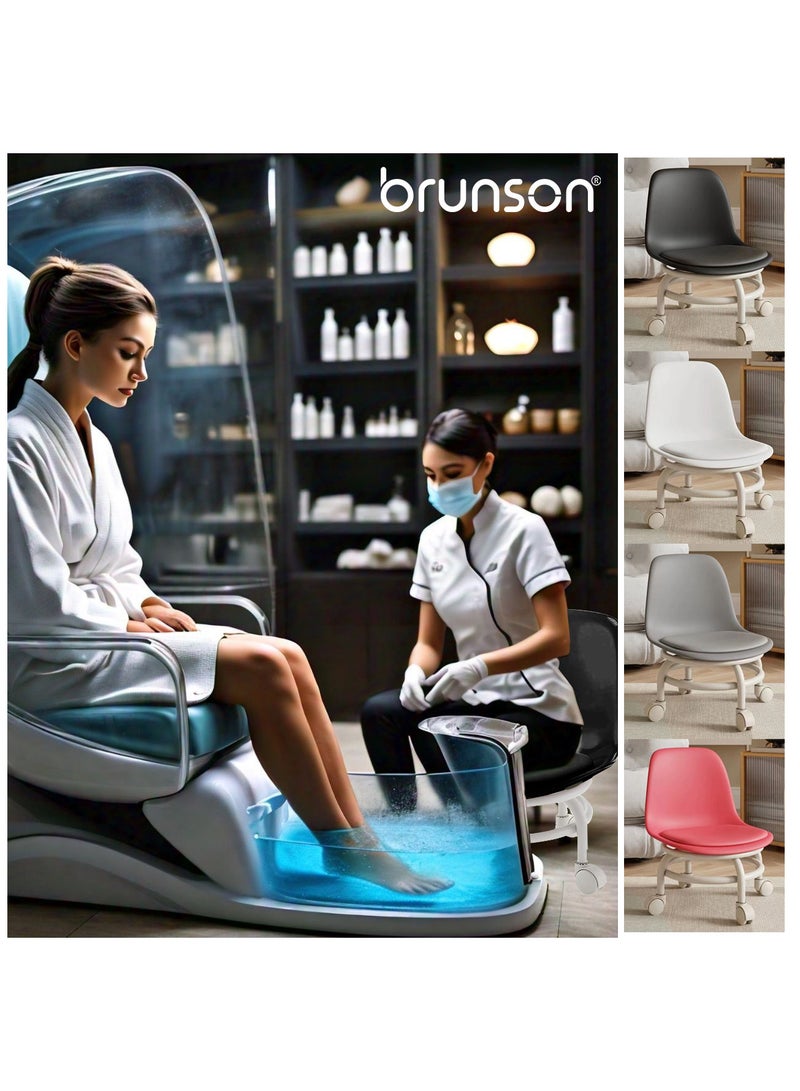 brunson Low Roller Seat Low Stool with 360° Rotating Wheel Pulley Low Stool Backrest with Wheels Household Small Chair Wheel Stool Chair - Image 2