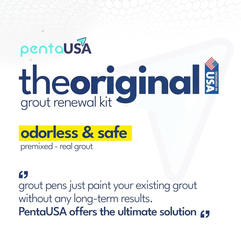 PENTAUSA Tile Grout Repair Kit - White Grout Filler, Triple Protection, Fast Drying Formula Restores and Renews Grout Lines with Scraper (White, 8.8oz / 250gr) - Image 4