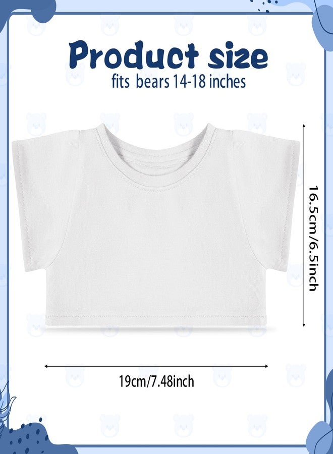 RoundFunny Bear Tee Shirt Fit 14-18inch Bear Clothes Stuffed Animal Clothes Shirt Basic Stuffed Dolls Shirt, White, Valentine's Day Gifts - Image 2