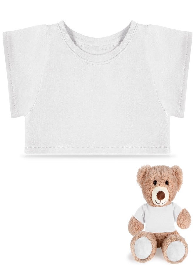 RoundFunny Bear Tee Shirt Fit 14-18inch Bear Clothes Stuffed Animal Clothes Shirt Basic Stuffed Dolls Shirt, White, Valentine's Day Gifts - Image 1