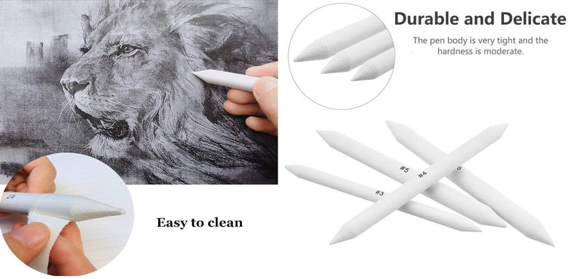 ChiggiWiggi Art Blending Brush with 6 Pcs Blending Paper Stumps and 1 Kneadable Eraser for Drawing Arts - Image 4