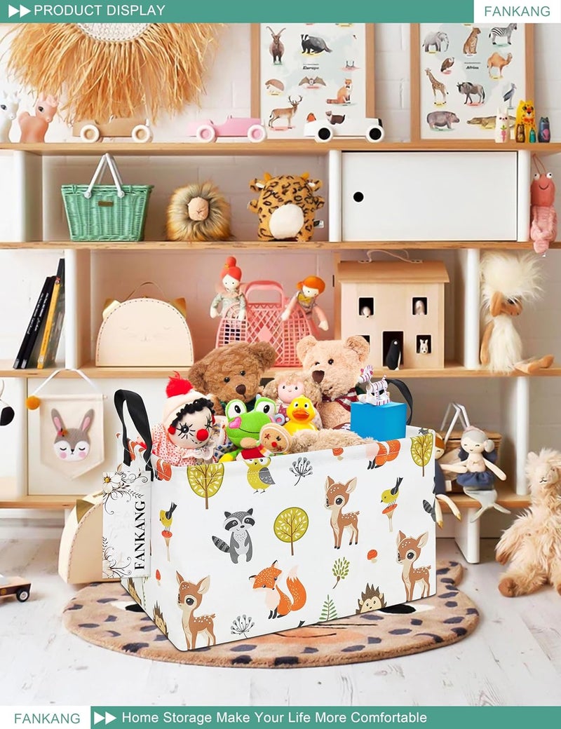FANKANG Storage Bins, Nursery Hamper Canvas Laundry Basket Foldable with Waterproof PE Coating Large Storage Baskets for Kids Boys and Girls, Office, Bedroom, Clothes,Toys(Rec-deer） - Image 5
