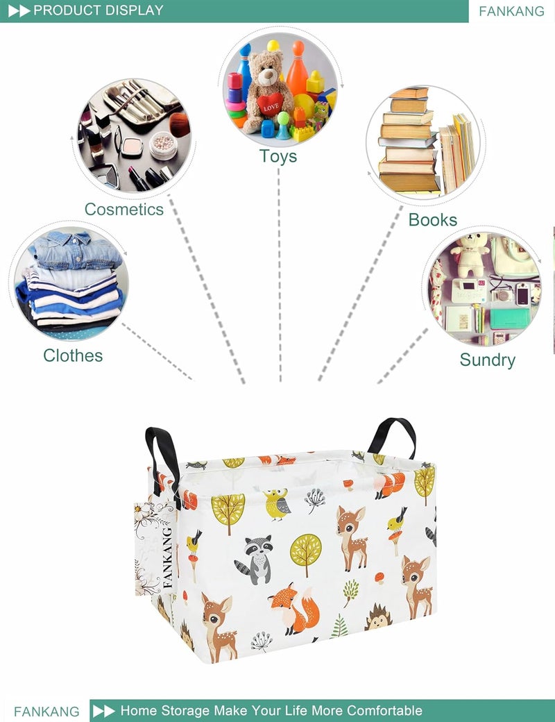 FANKANG Storage Bins, Nursery Hamper Canvas Laundry Basket Foldable with Waterproof PE Coating Large Storage Baskets for Kids Boys and Girls, Office, Bedroom, Clothes,Toys(Rec-deer） - Image 3