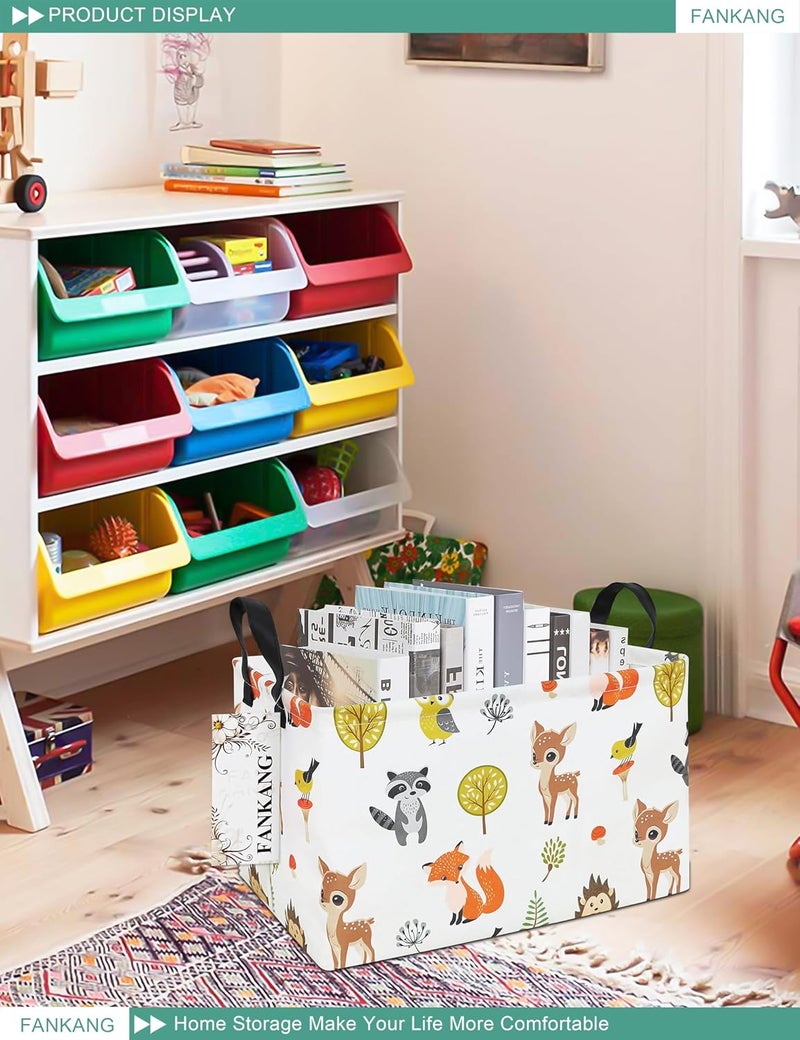 FANKANG Storage Bins, Nursery Hamper Canvas Laundry Basket Foldable with Waterproof PE Coating Large Storage Baskets for Kids Boys and Girls, Office, Bedroom, Clothes,Toys(Rec-deer） - Image 4