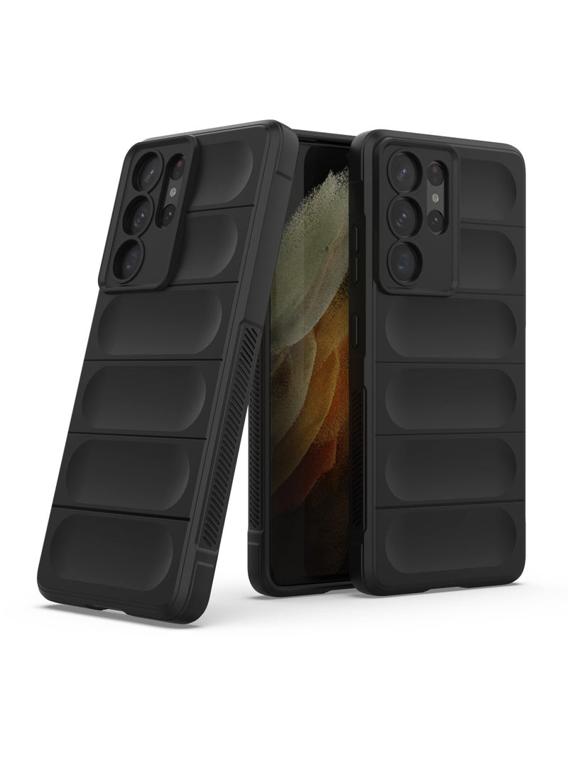 Phone case cover Magic Shield TPU + Silicone Shockproof Phone Case For Samsung Galaxy S21 Ultra (Black) - Image 3