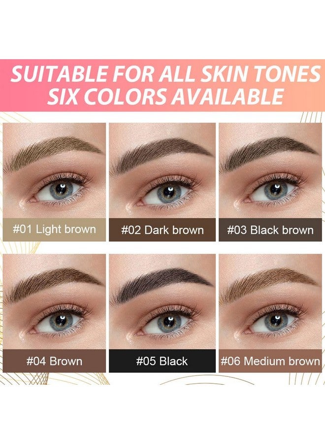 evpct 2Pcs Dark Brown Magic Microblading Dual-Ended Eyebrow Contouring Pen Brow Pencil, With 4 Brush Micro-Fork-Tips Applicator And Precise Brush-Tip, Hair Like Strokes, With Dual-Ended Eyebrow Brush - Image 4