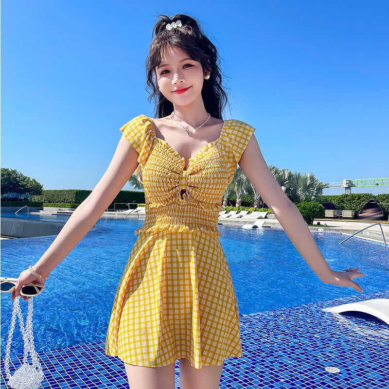 2026 New Women''s One-Piece Skirt-Style Swimsuit, College Style, Ins-Style, Covers the Body, Slimming, Conservative Summer Swimsuit for Women, Suitable for Hot Springs - Image 3