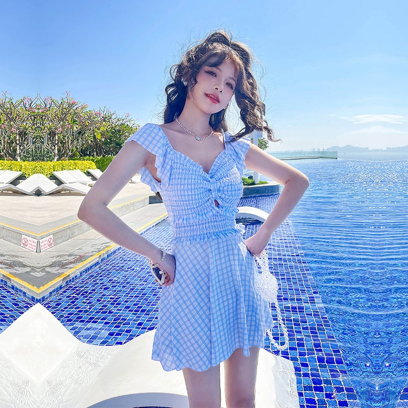 2026 New Women''s One-Piece Skirt-Style Swimsuit, College Style, Ins-Style, Covers the Body, Slimming, Conservative Summer Swimsuit for Women, Suitable for Hot Springs - Image 4