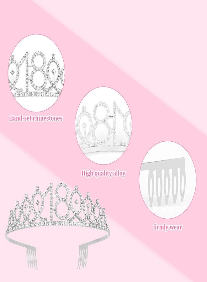 Semato 18th Birthday Decorations for Girls Hot Pink 18th Birthday Crown and Sash Gifts for Girls Party Supplies and Favors - Image 2
