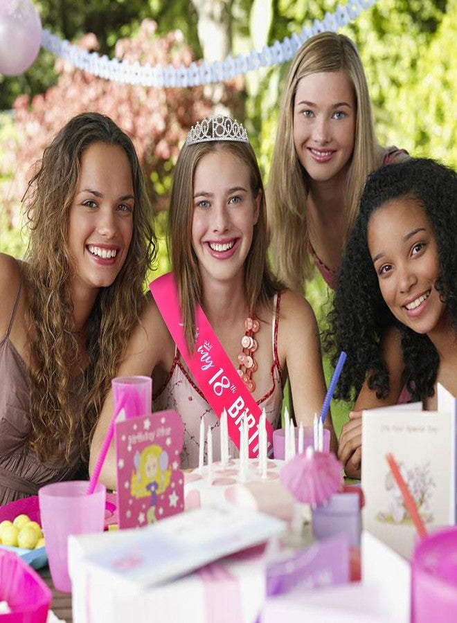 Semato 18th Birthday Decorations for Girls Hot Pink 18th Birthday Crown and Sash Gifts for Girls Party Supplies and Favors - Image 5