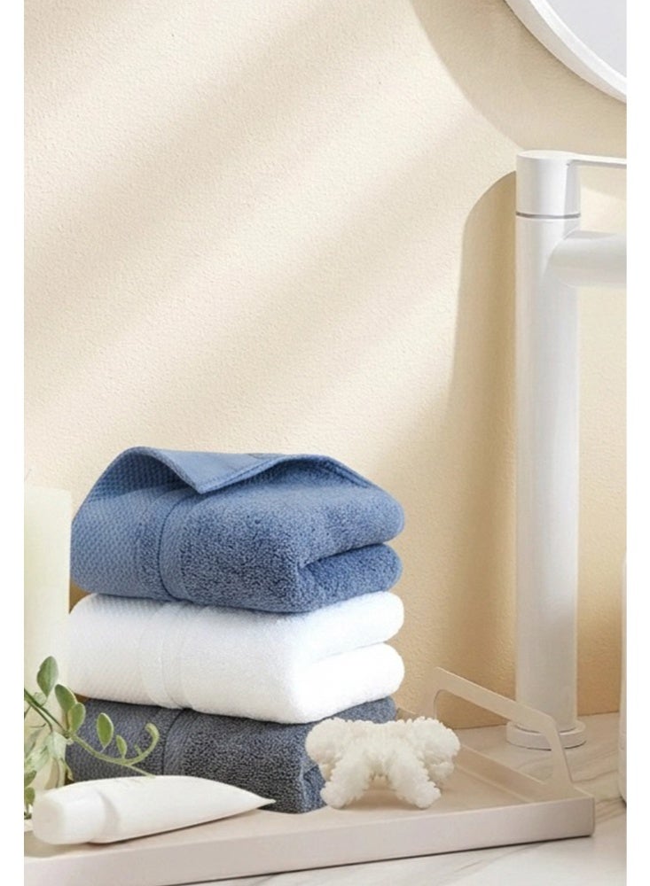 3 قطعة 100٪ مناشف القطن سوبر ناعمة وممتصة 3 مناشف حمام فندق فاخر ومنتجع صحي نوعية ممتازة مناشف حمام - أبيض ورمادي وأزرق - Image 5