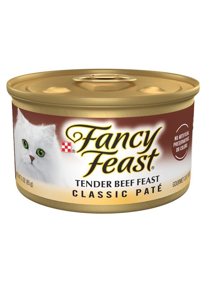 Fancy Feast Purina Grain Free Pate Wet Cat Food, Tender Beef - (24) 3 oz. Cans - Image 1