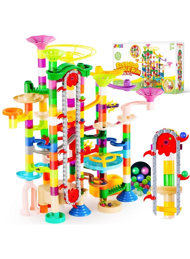 JOYIN 236Pcs Glowing Marble Run with Motorized Elevator- Construction Building Blocks Toys with 30 Glow in The Dark Plastic Marbles, Easter STEM Gifts for Boys and Girls - Image 1