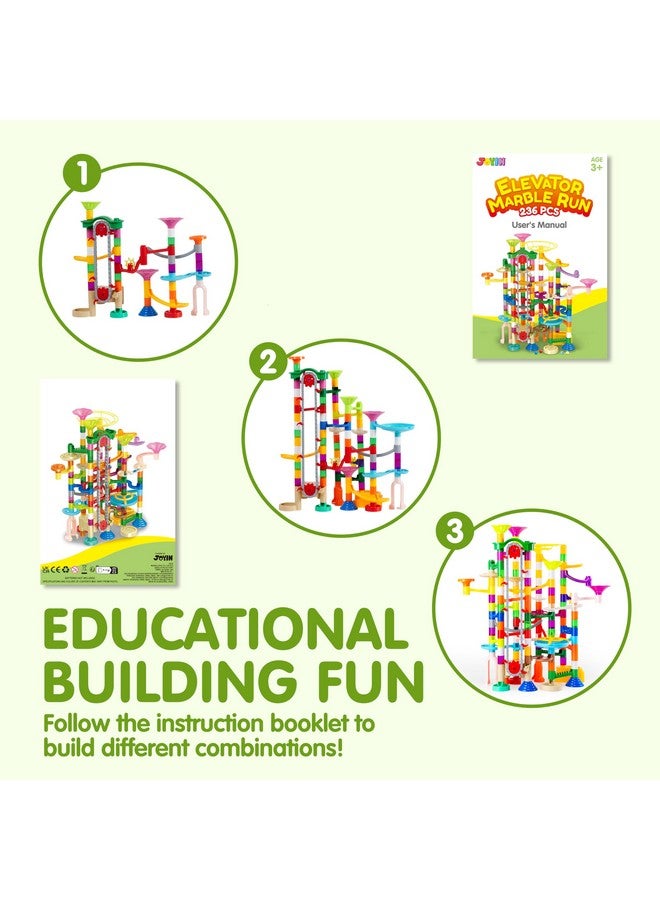 JOYIN 236Pcs Glowing Marble Run with Motorized Elevator- Construction Building Blocks Toys with 30 Glow in The Dark Plastic Marbles, Easter STEM Gifts for Boys and Girls - Image 5