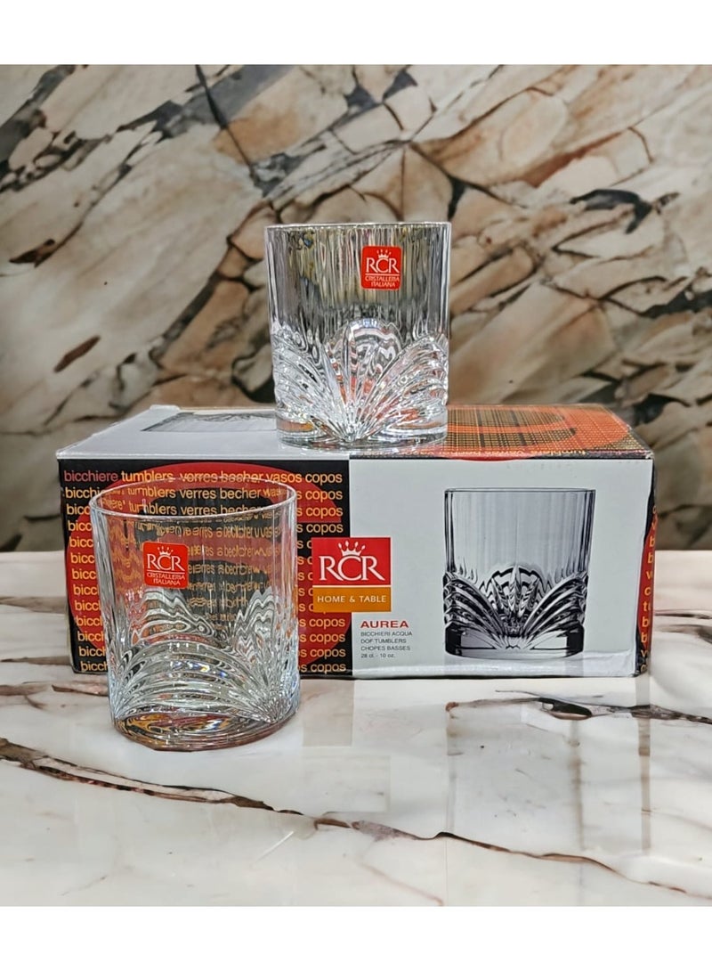 RCR Cristalleria Italiana RCR cups for juices and water Italian crystal 6 pieces 280ml - AUREA - Image 1