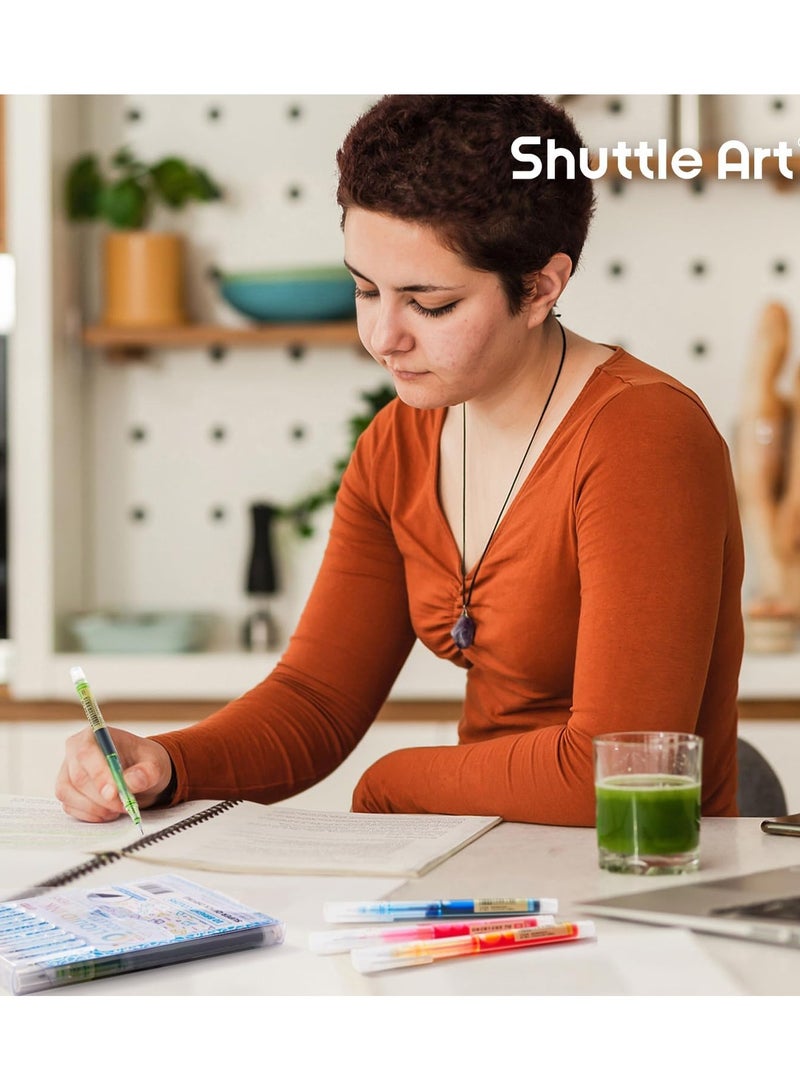 Shuttle Art Liquid ink ballpoint pen, 12 bright colors, quick drying, 0.5 mm ultra-fine nib, long-lasting writing journal, note taking, doodle, school office home  - Image 3