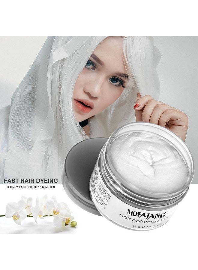 شمع تلوين الشعر المؤقت 4.23 أونصة - كريم تصفيف الشعر الفوري - دهانات الشعر - شمع تصفيف الشعر للحفلات التنكرية - سهل التنظيف (1، أبيض)